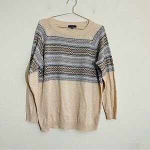 Fate Wool Blend Long Sleeve Crewneck Sweater Women Size 1X Color Cream/Brown